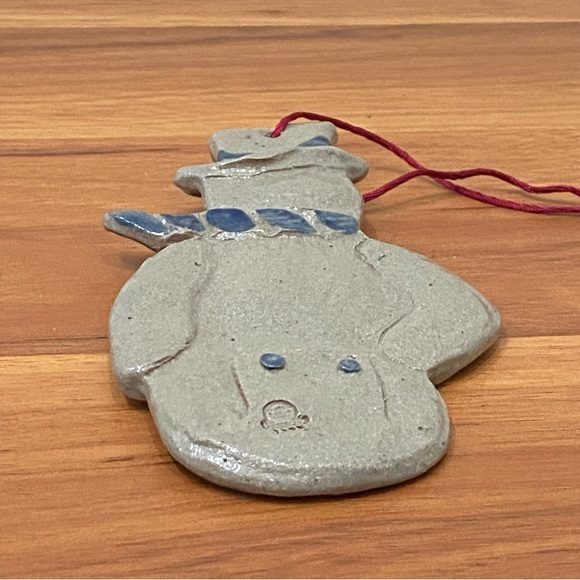 Vintage ROWE Pottery Salt Glazed Snowman Holiday Christmas Ornament - Picture 7 of 12